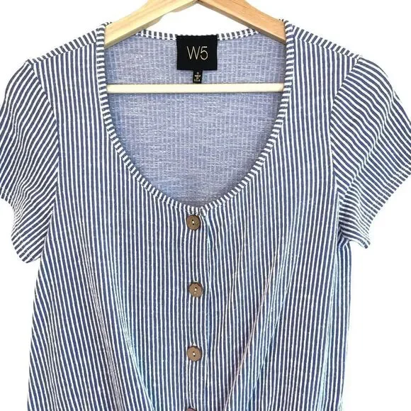 W5 Striped Button and Tie Top - Picture 2 of 7